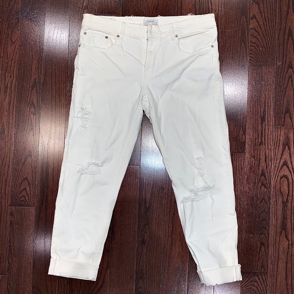Zara Distressed White Jeans - Picture 1 of 9